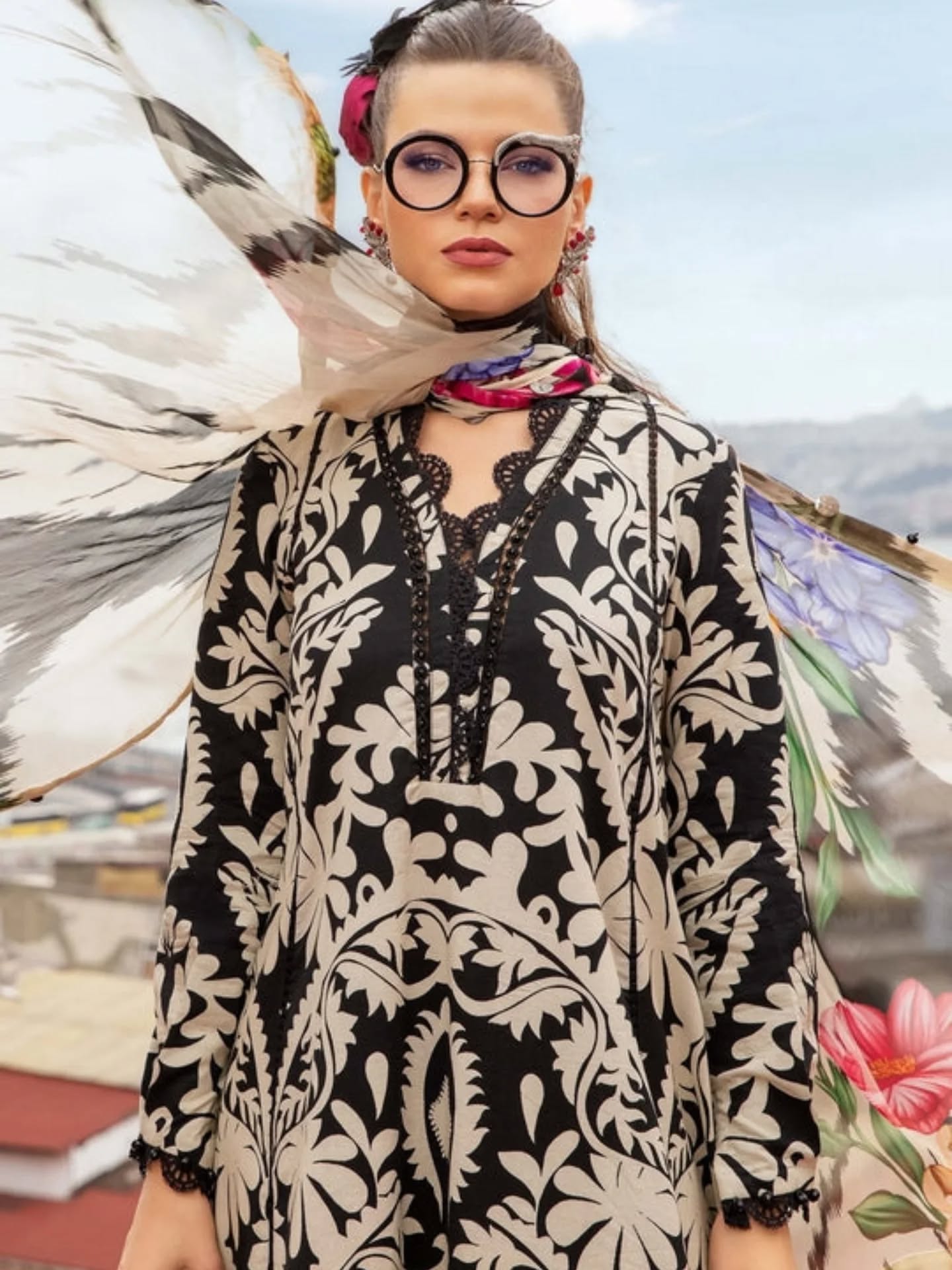 Mariaa B Black Skin Lawn Embroidered 3 Piece Unstitched