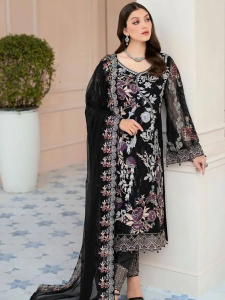 Ramsha Luxury Embroidered organza Dress 3 Piece Unstitched