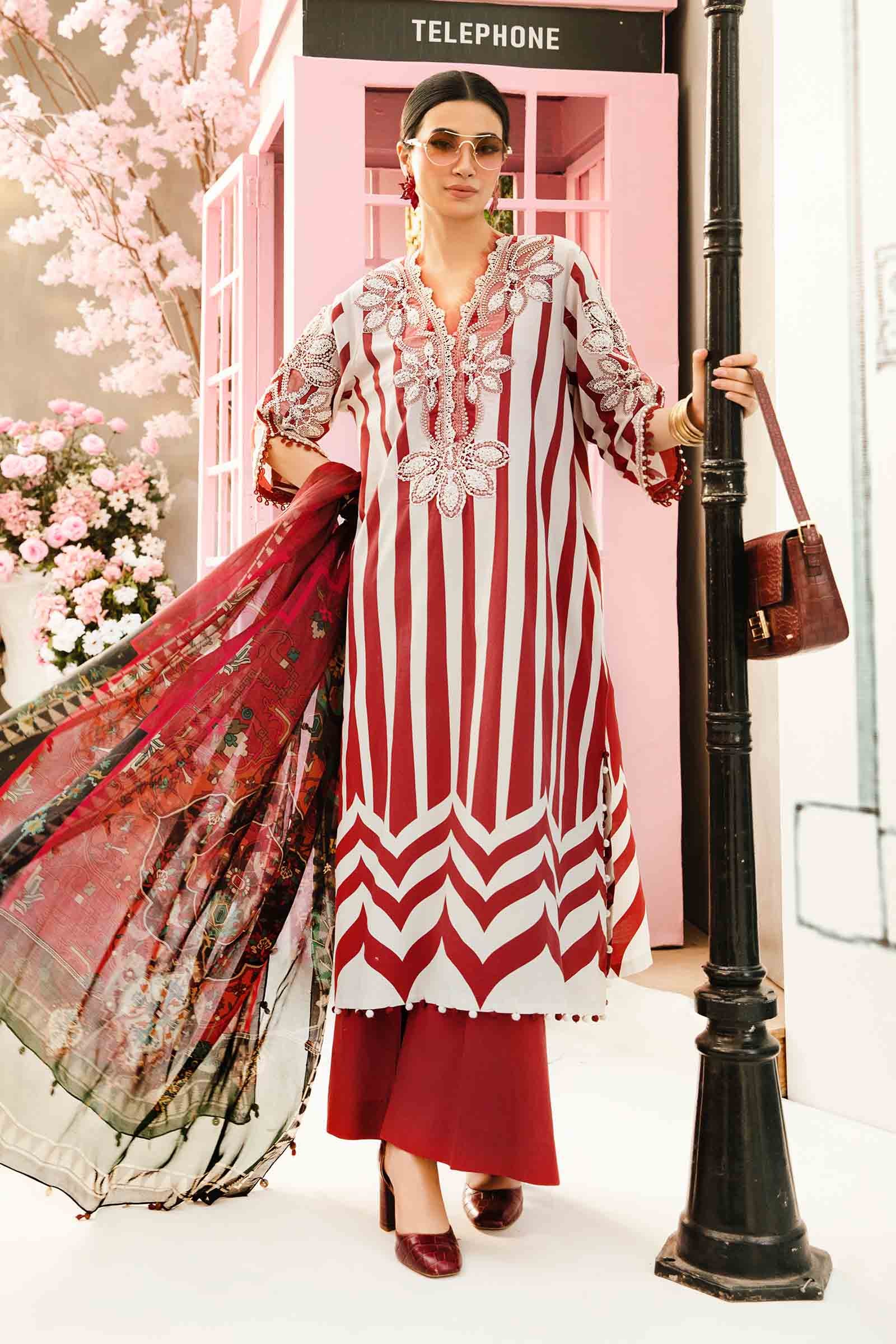 Maria.B 3 Piece Unstitched Embroidered Lawn Suit MPT-2609-A MPRINTS