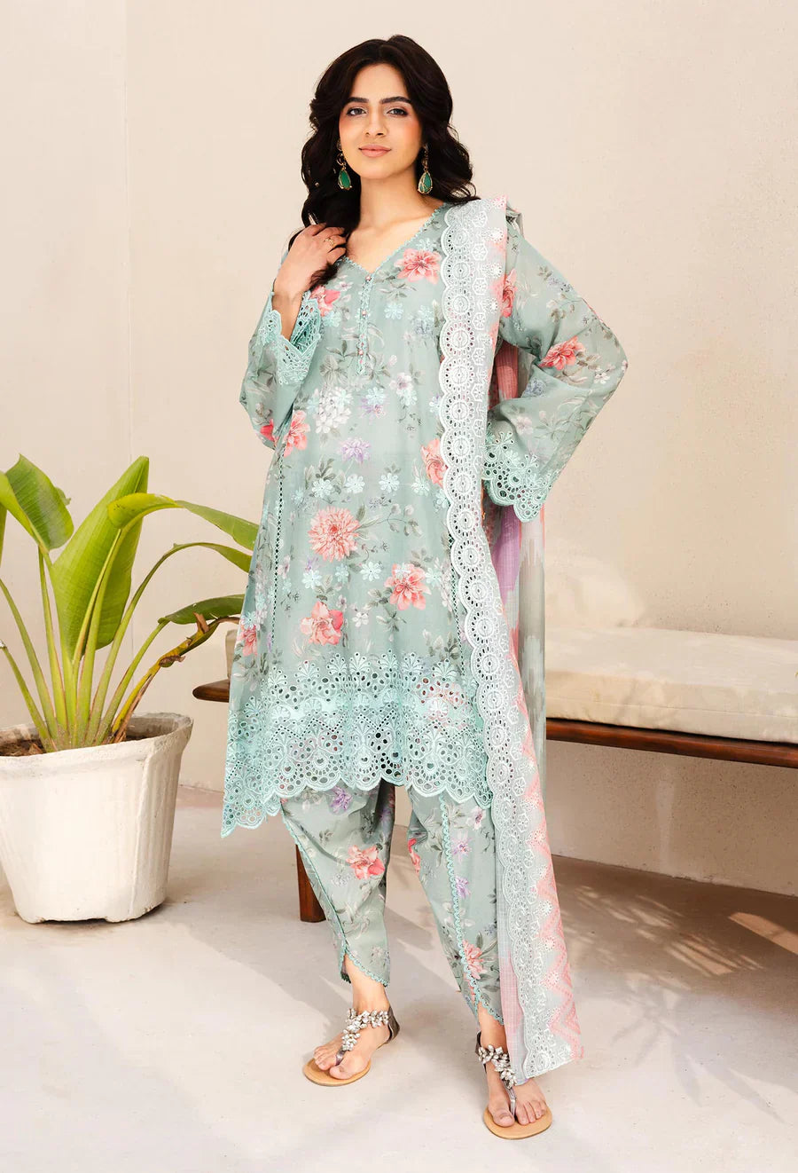 Adan Libas Luxury Lawn Embroidered Unstitched 3 Pc Collection MARISA 8