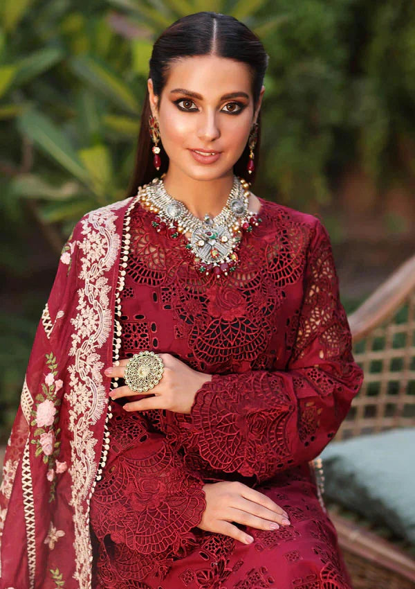 3 Piece Unstitched - Embroidered Chikankari Lawn Cotton PS-001 | KAHF