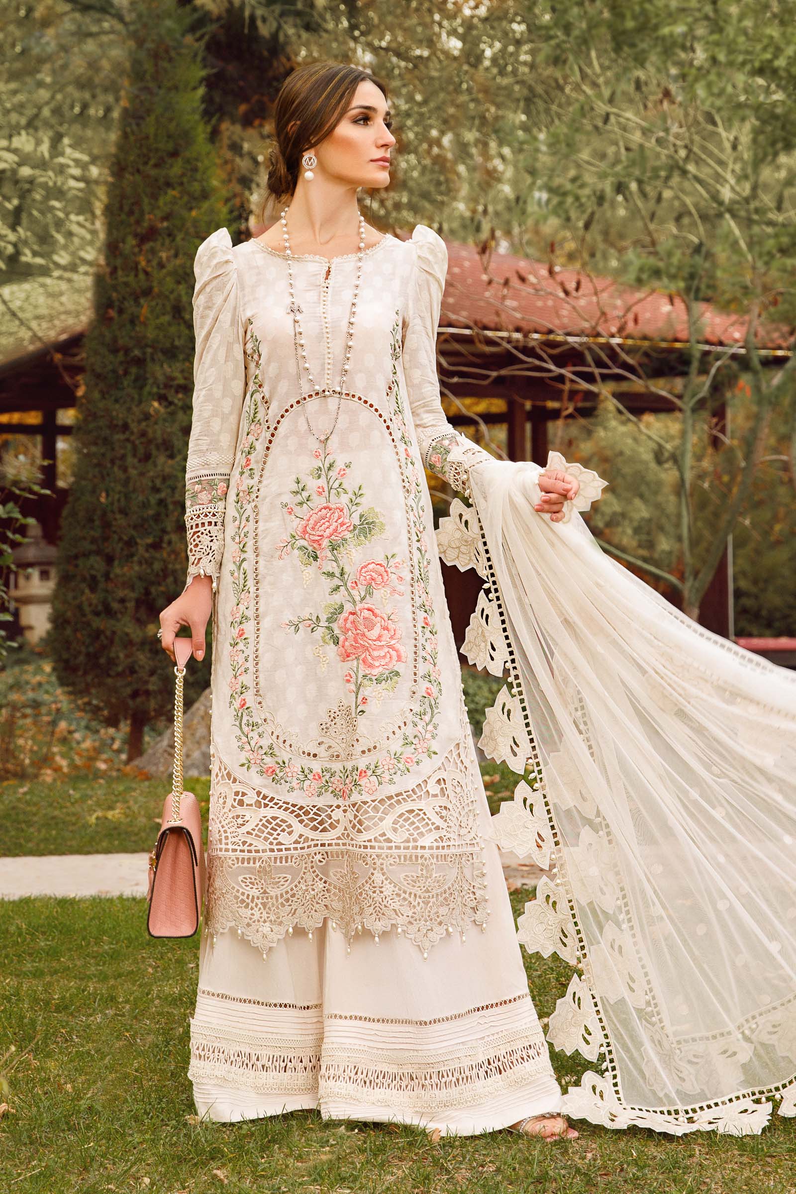 3 Piece Unstitched - Embroidered Brochia Jacquard | MariaB