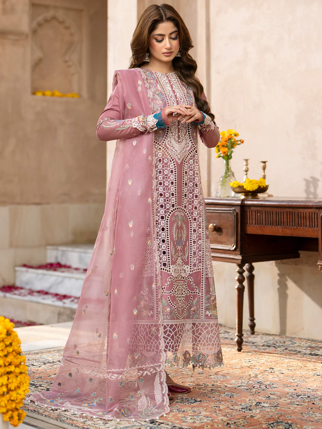 Bin Ilyas Luxury Lawn Embroidered 3 Pc Unstithced Collection 407-B DILBARO