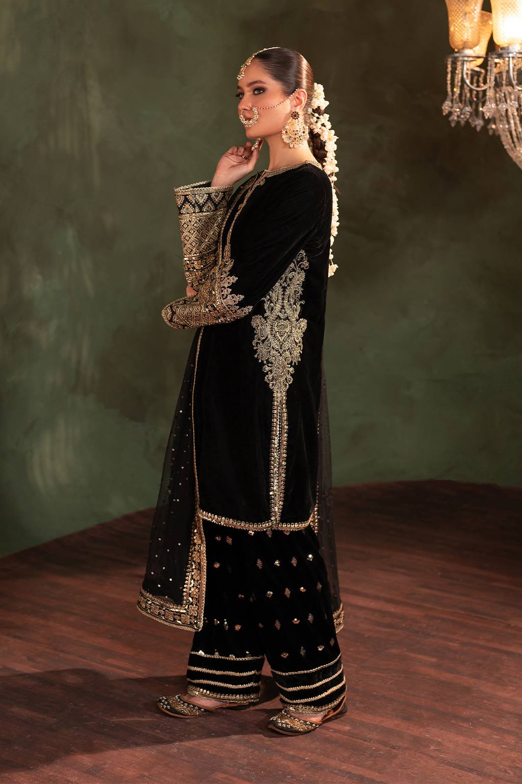 Iznik Black Luxury 9000 Micro Velvet Dress Embroidered 3 Piece Unstitched