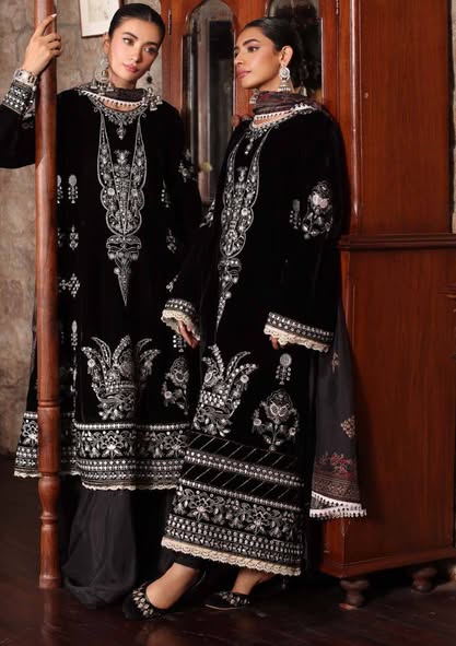 Noor By Sadia 9000 Micro Velvet Hand Work Embroidered 3 Piece Unstitched.