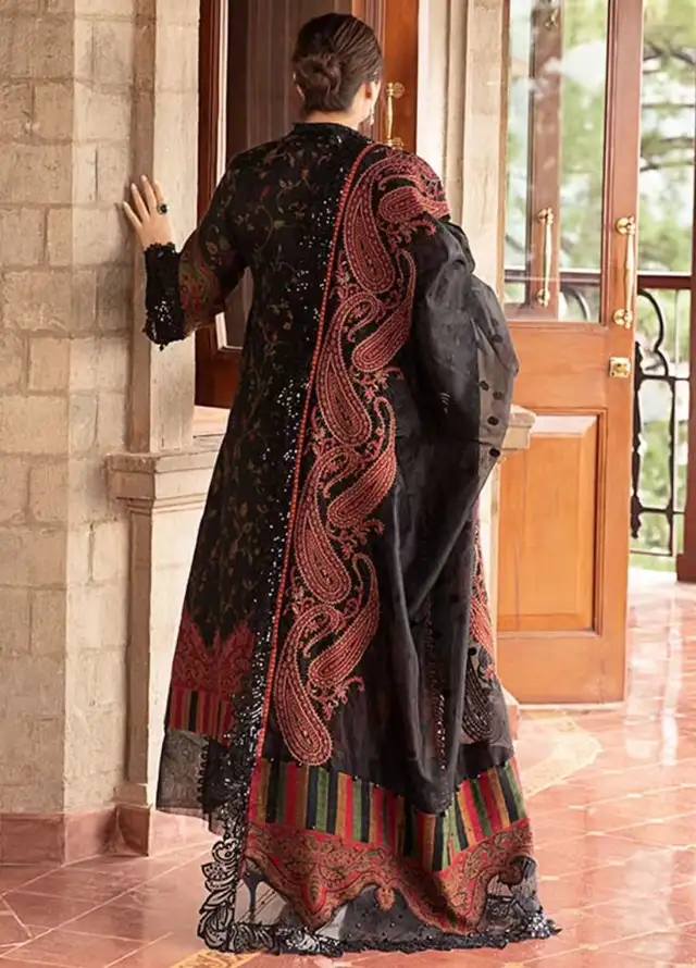 Mariaa.B Black Rust Printed embroidered Lawn Collection 3 piece Unstitched