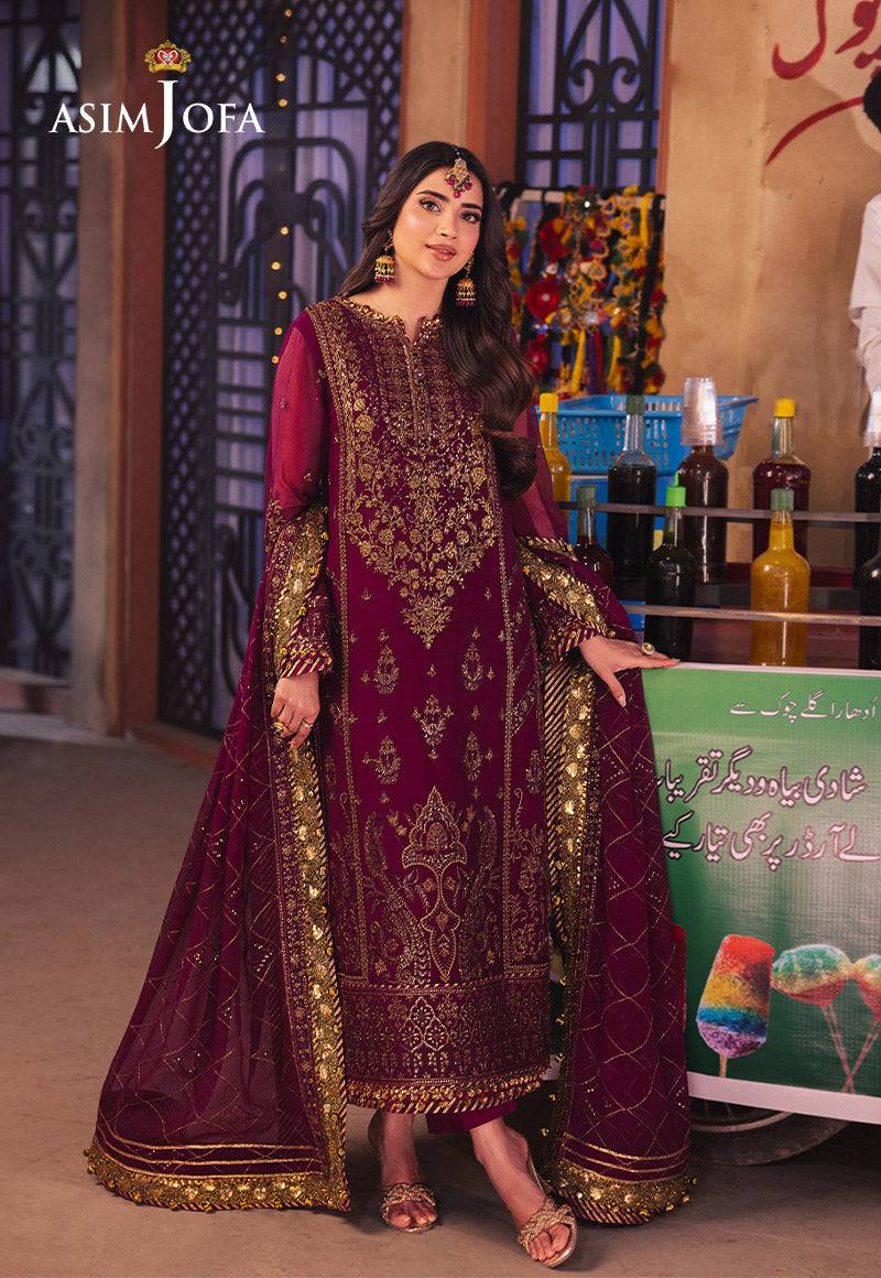 Asim Jofa Embroidered Luxury Chiffon 3 Piece Unstitched