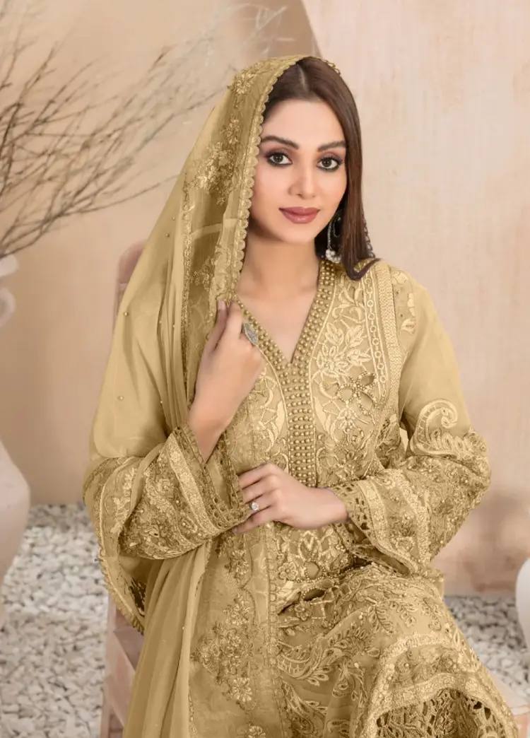 Azure Luxury Drees Organza Embroidered 3 Piece Unstitched