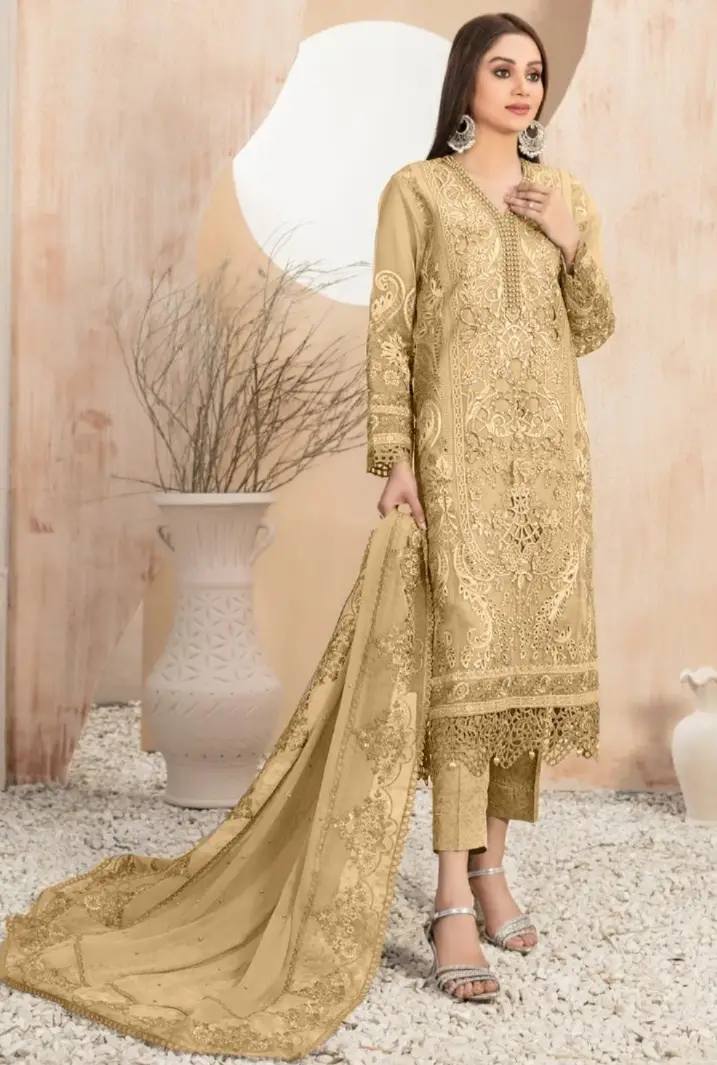 Azure Luxury Drees Organza Embroidered 3 Piece Unstitched
