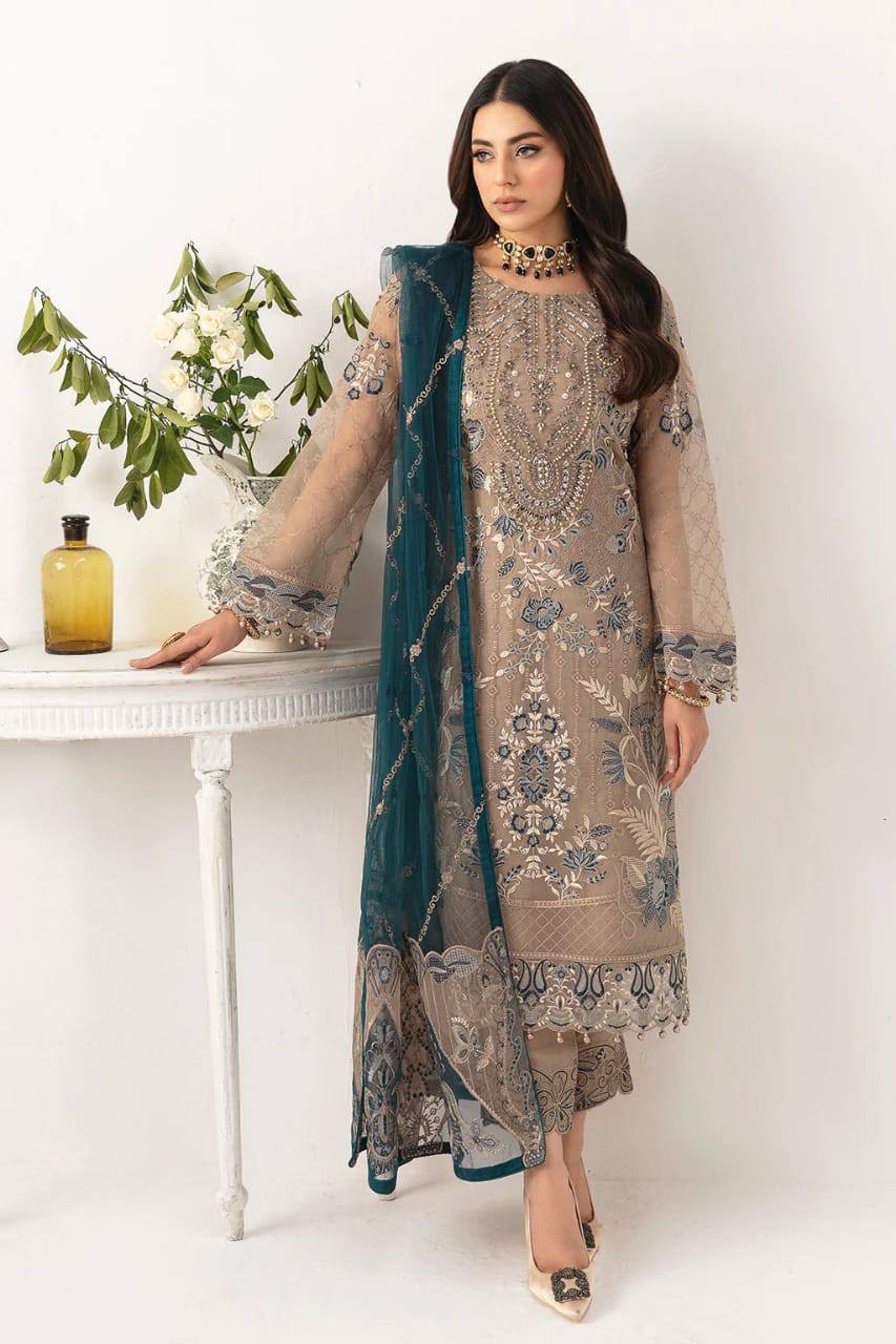 Ramsha Embroidered Chiffon 3 Piece Unstitched
