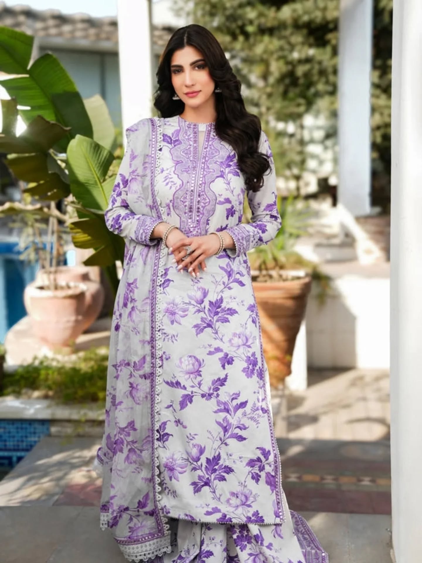 Aneela's Digital Printed Luxury Lawn Emb Collection 3Piece Unstitched