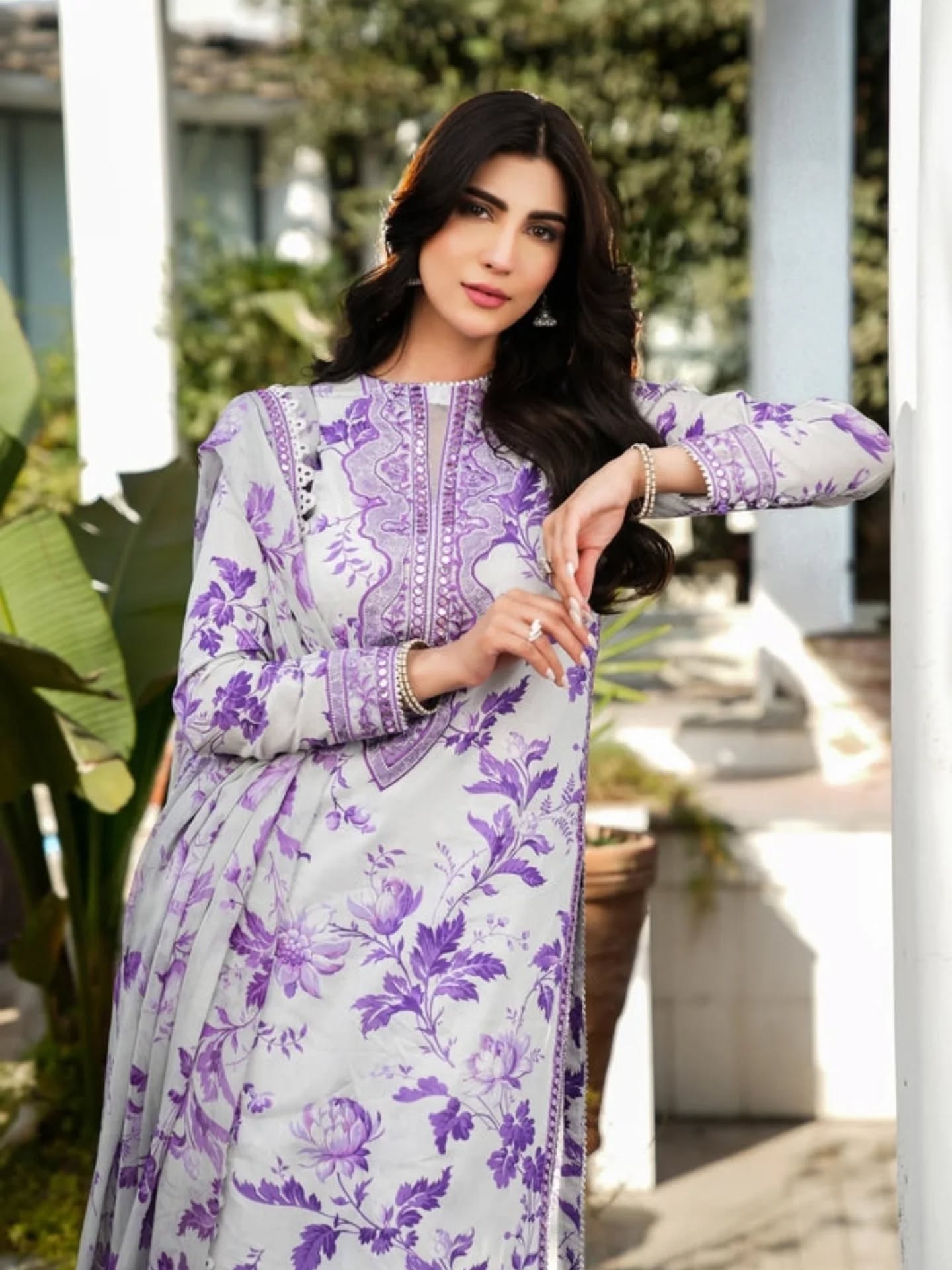 Aneela's Digital Printed Luxury Lawn Emb Collection 3Piece Unstitched