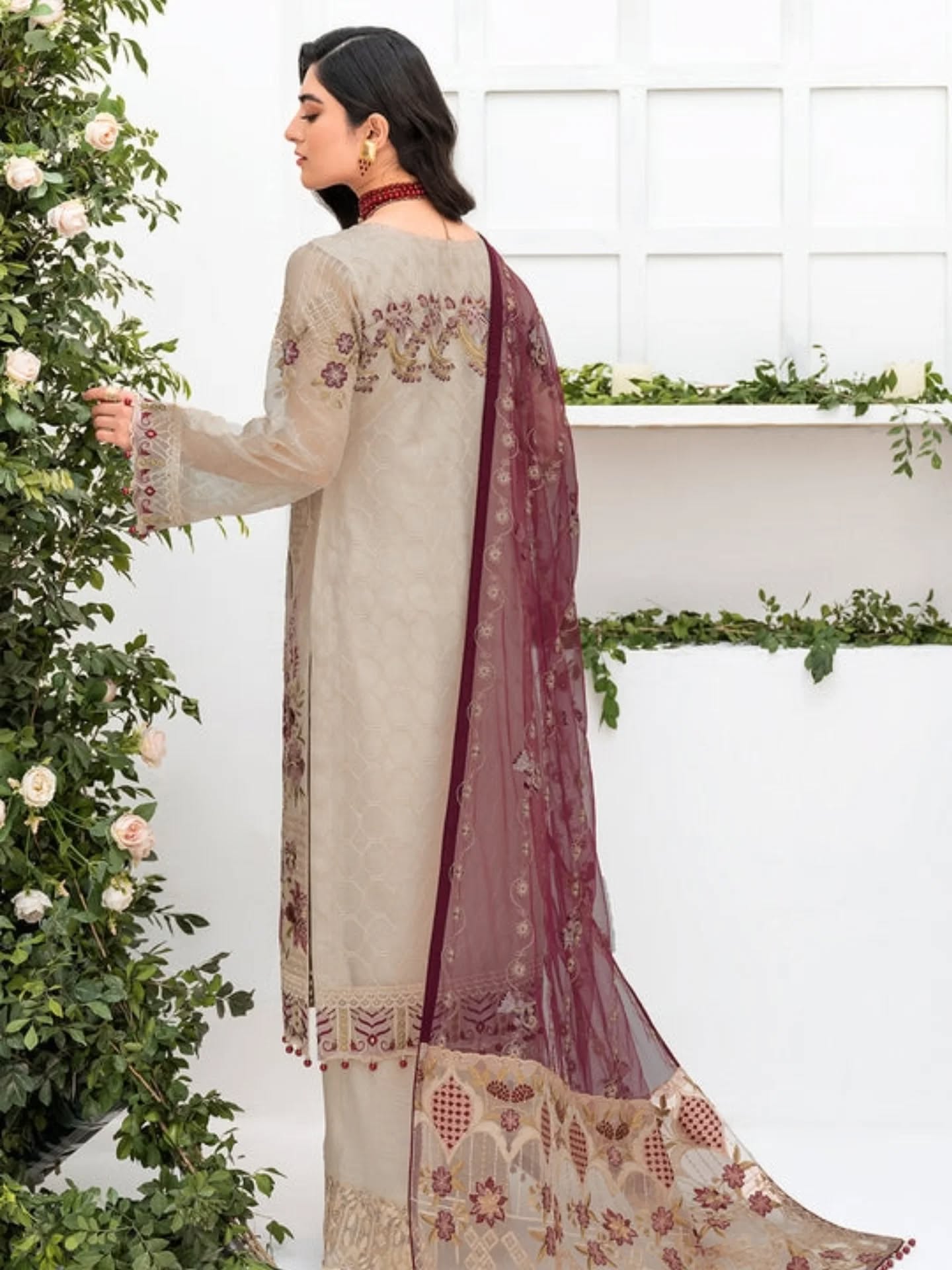 Ramsha Embroidered organza Dress 3 Piece Unstitched