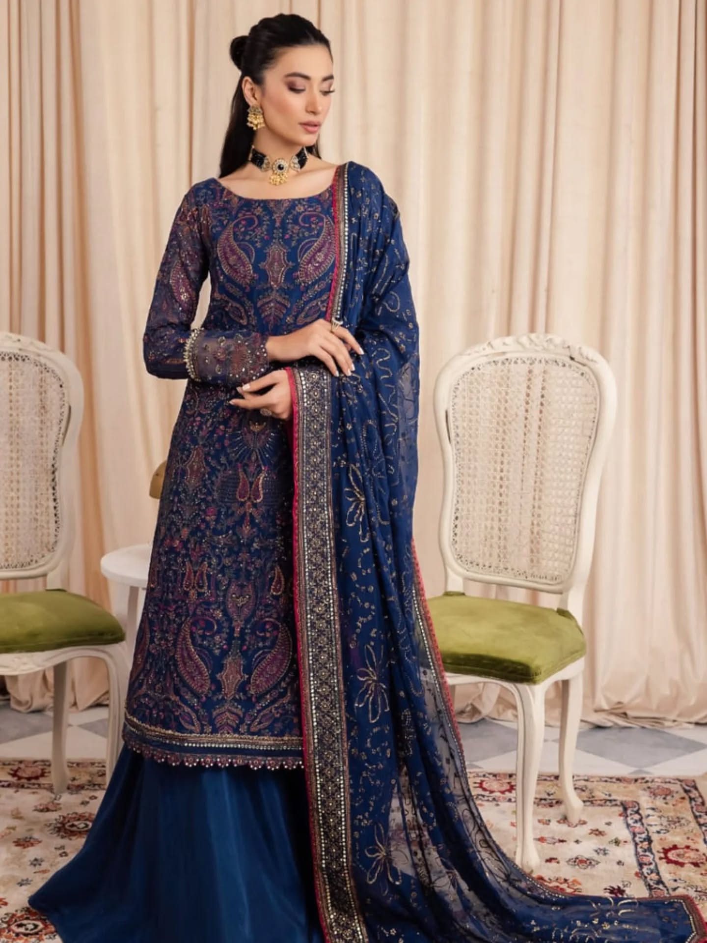 Iznik Luxury Collection organza Embroidered 3 Piece Unstitched
