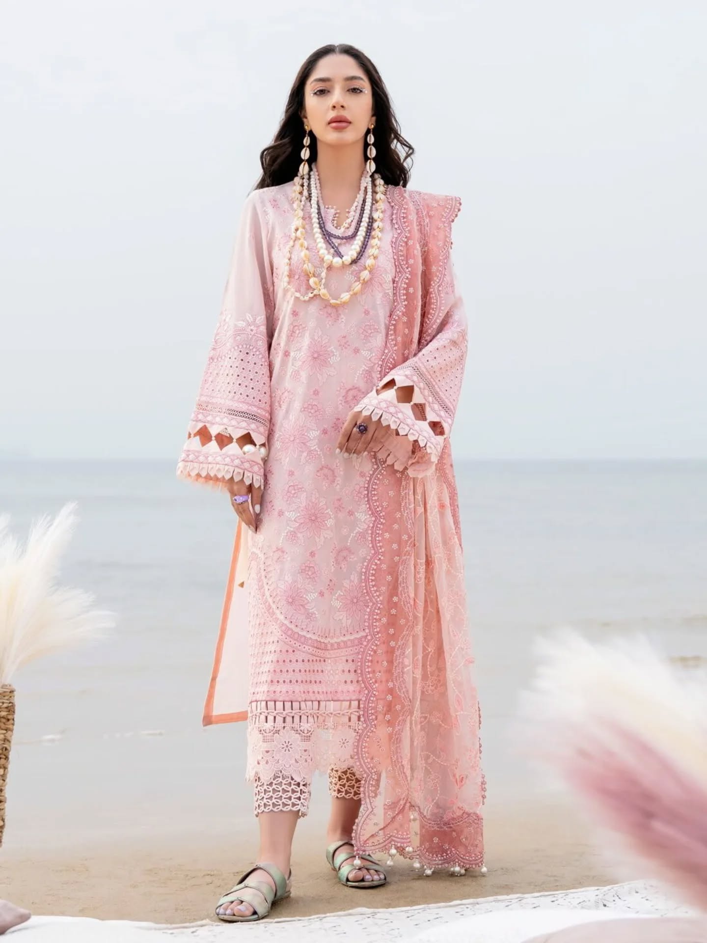 Nureh Swiss Cotton Full Embroidery Collection 3Piece Unstitched.