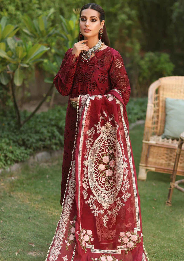 3 Piece Unstitched - Embroidered Chikankari Lawn Cotton PS-001 | KAHF