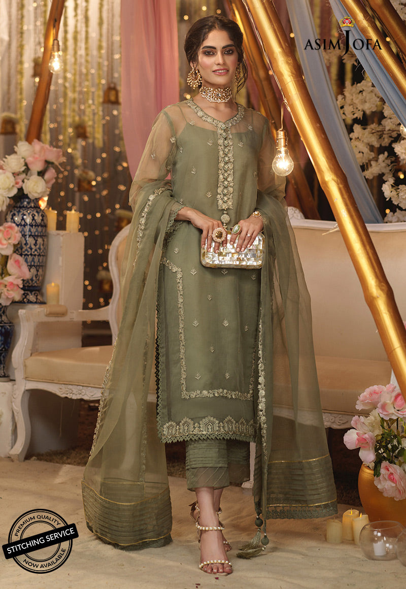 Asim Jofa Luxury Organza Embroidered 3 Piece Unstitched