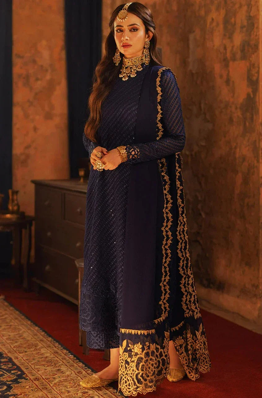 3 Piece unstitched  - Sequins Embroidered Chiffon PS-083 | Azure