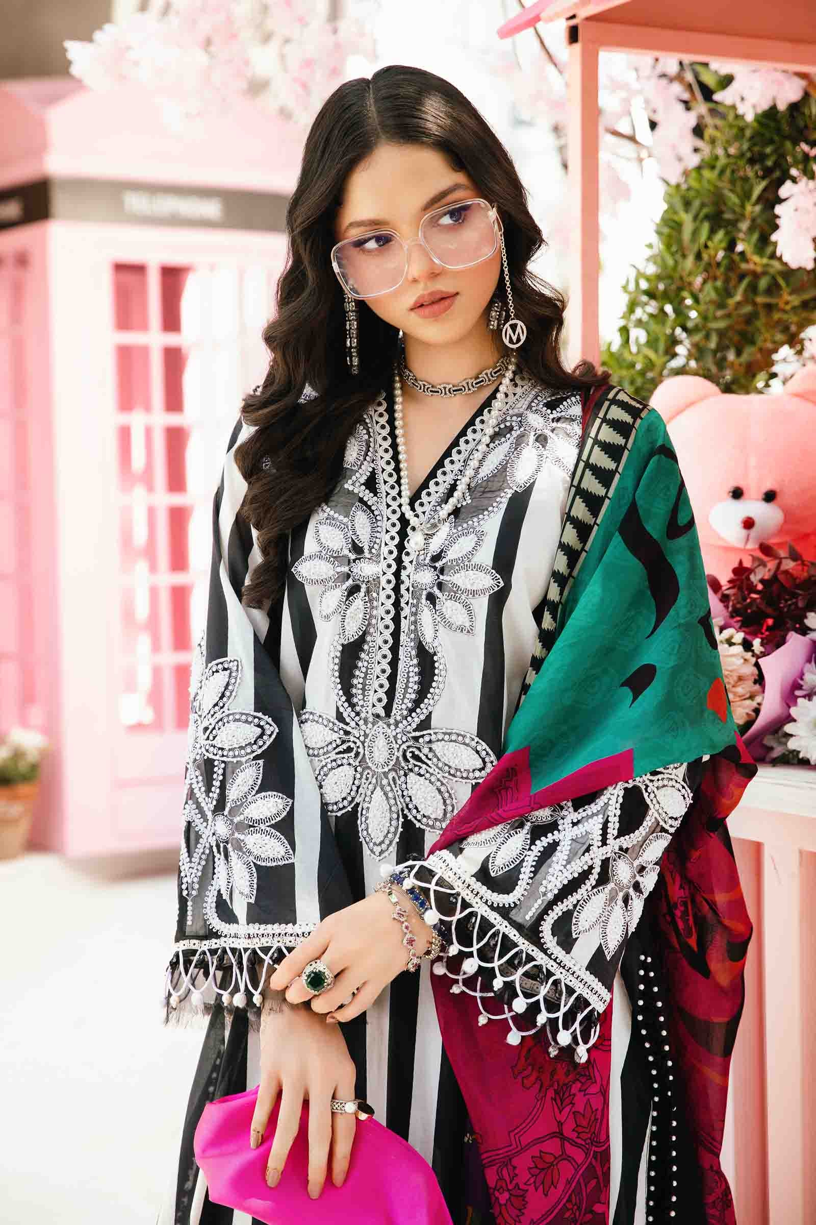 Maria.B 3 Piece Unstitched Embroidered Lawn Suit MPT-2609-B MPRINTS