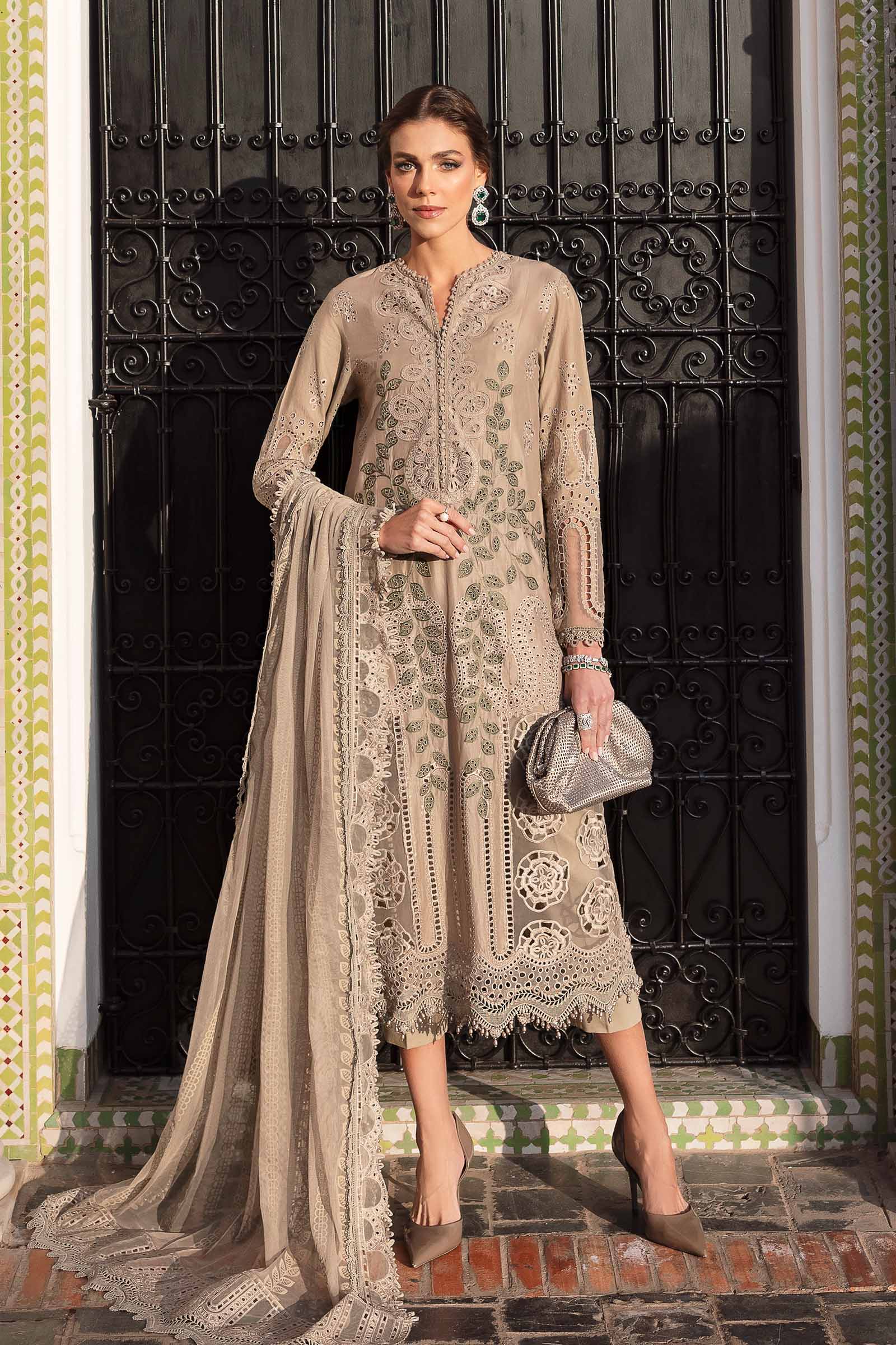 Maria.B Luxury Lawn Embroidered Unstitched Collection 2503-A Coffee