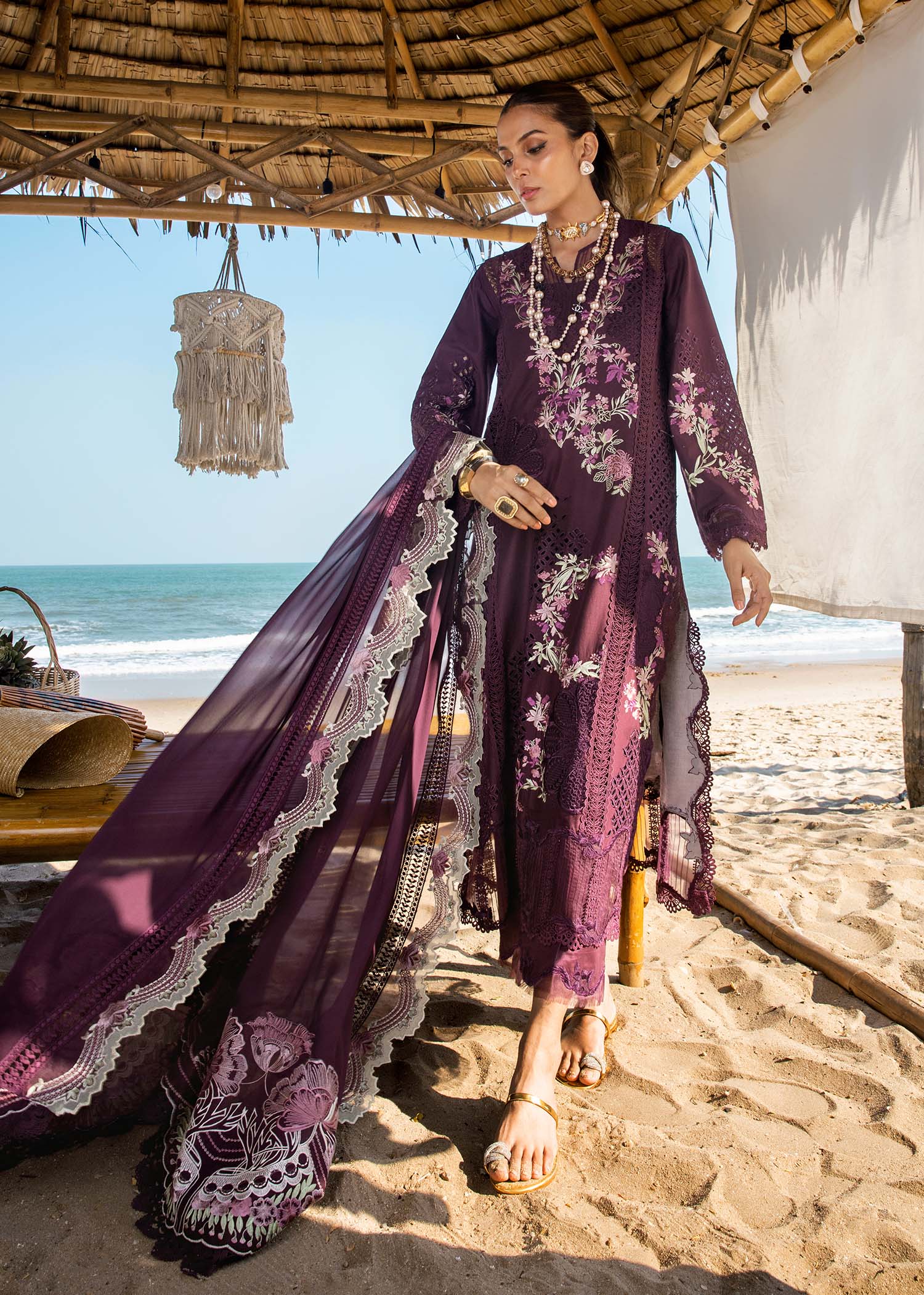 Saira Shakira Embroidered Luxury Lawn Unstitched 3Pc Suit DAHLIA-B