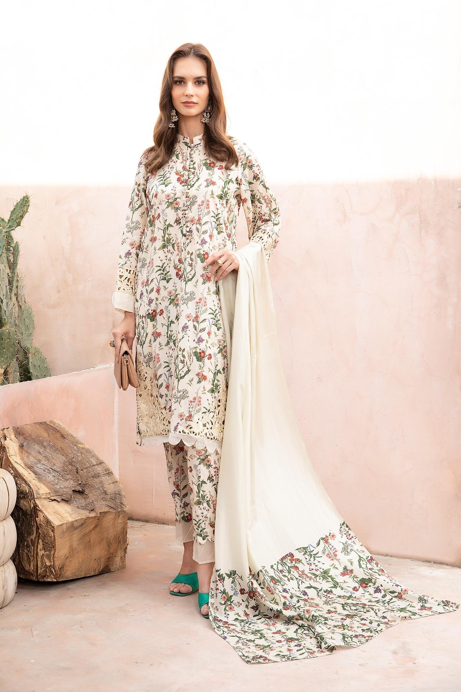 Maria.b Embroidered Pure Lawn Chiffon Duptta 3 Piece Unstitched