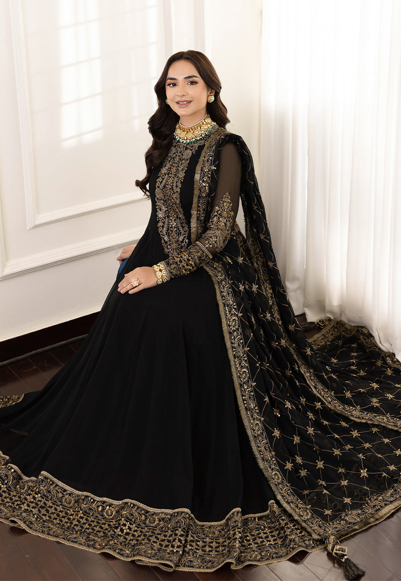 3 Piece Unstitched - Embroidered Unshiffon | AsimJofa