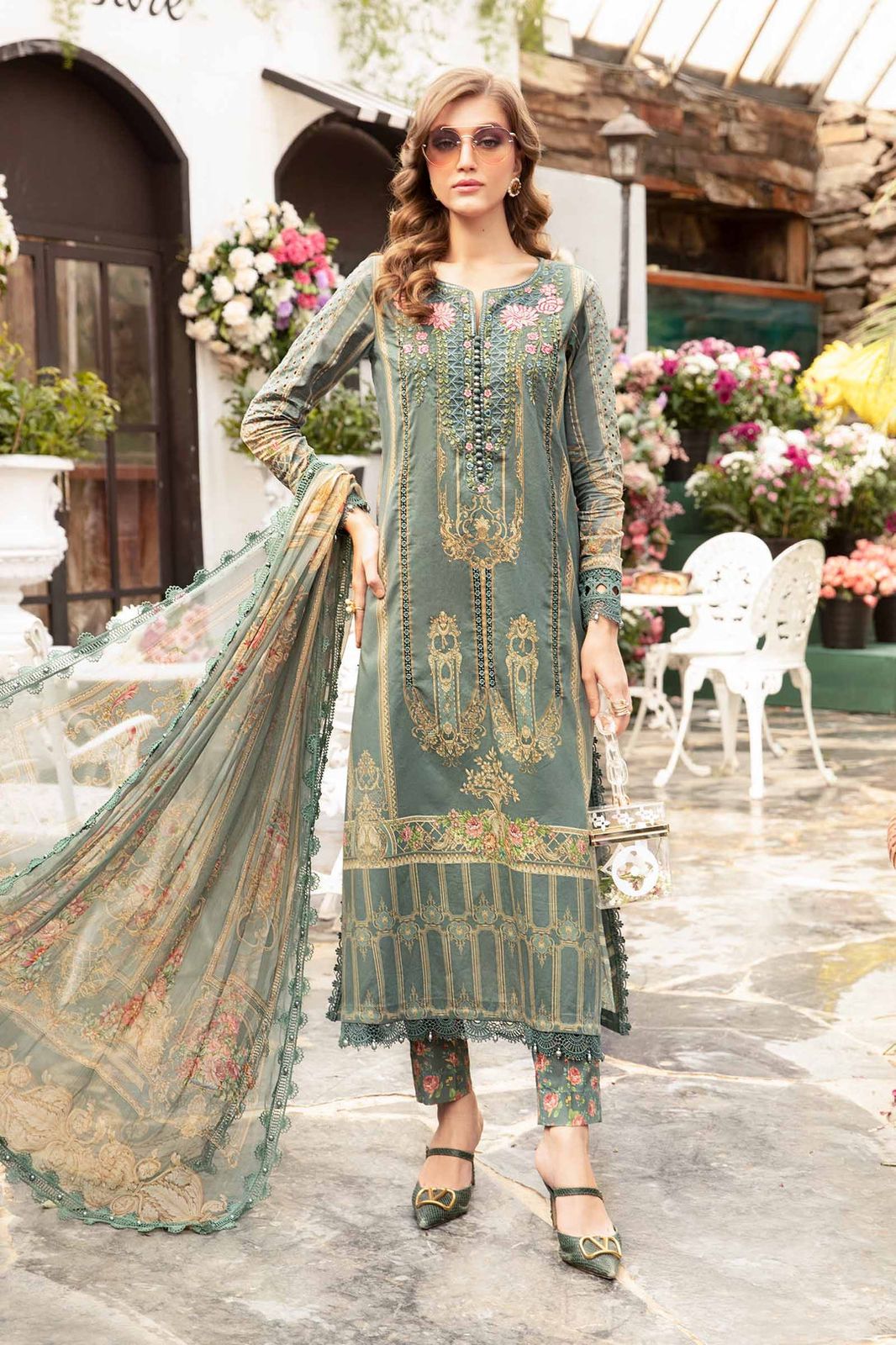 Maria B Luxury Lawn Embroidered 3 Piece Unstitched