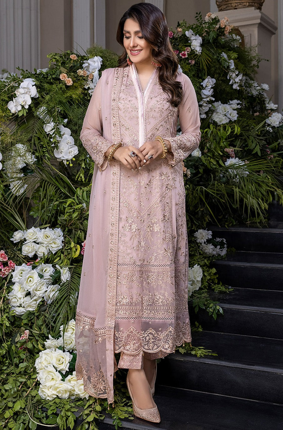 3 Piece Unstitched - Sequins Embroidered Chiffon | Azure