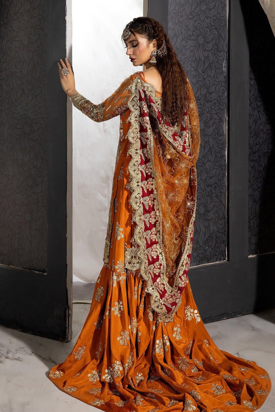Orange Gharara by Imrozia - Unstitched