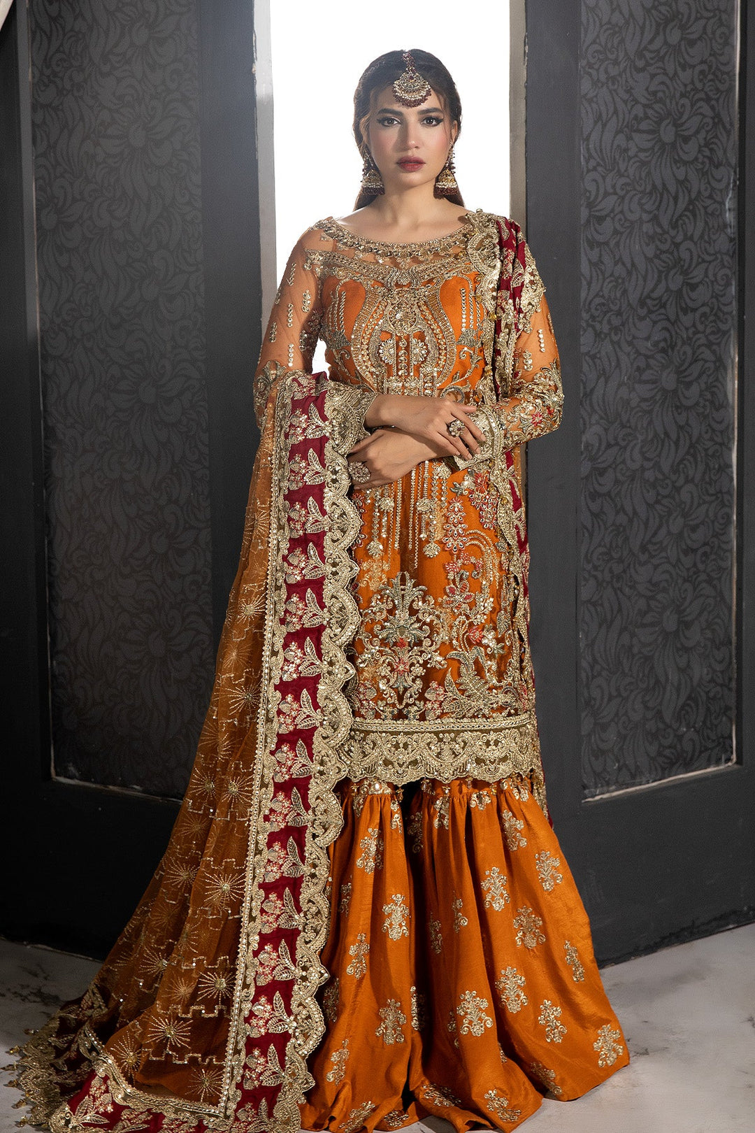 Orange Gharara by Imrozia - Unstitched